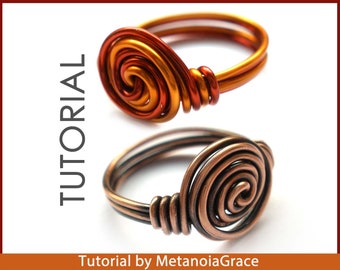 Spiral Ring Tutorial, Rosette Ring Tutorial, Knot Ring Tutorial, Rose Ring Tutorial, Wire Wrapping Jewelry Tutorial, Wire Twist Ring Pattern