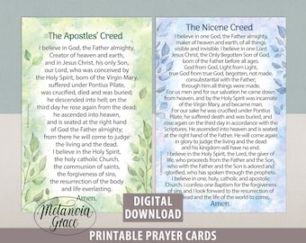 Nicene Creed, Apostles Creed, Printable Creed Prayer Cards, I Believe in God, Creeds Prayers Cards, Credo Printout, Digital Download, pdf
