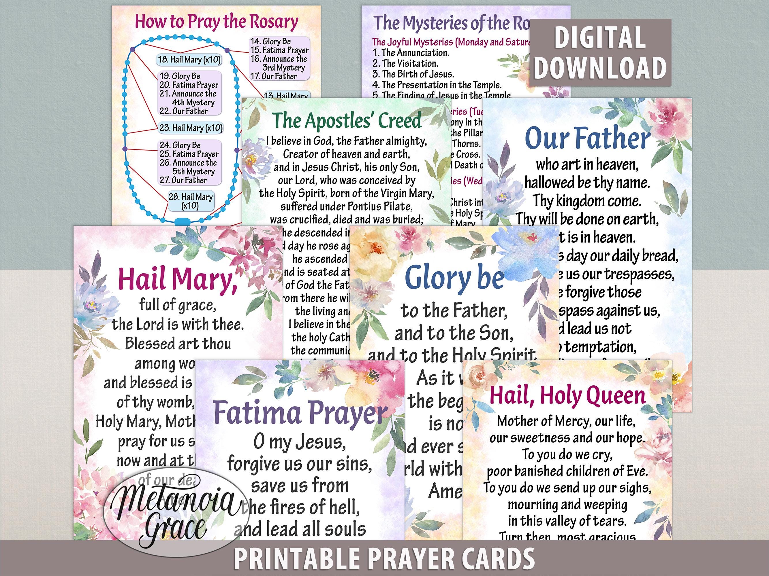 Rosary Prayer Cards, Mysteries of the Rosary, How to Pray the Rosary ...