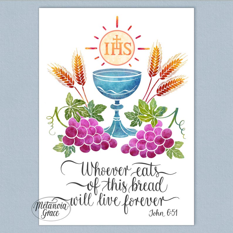 First Communion Printable Note Card, Whoever Eats of This Bread ...