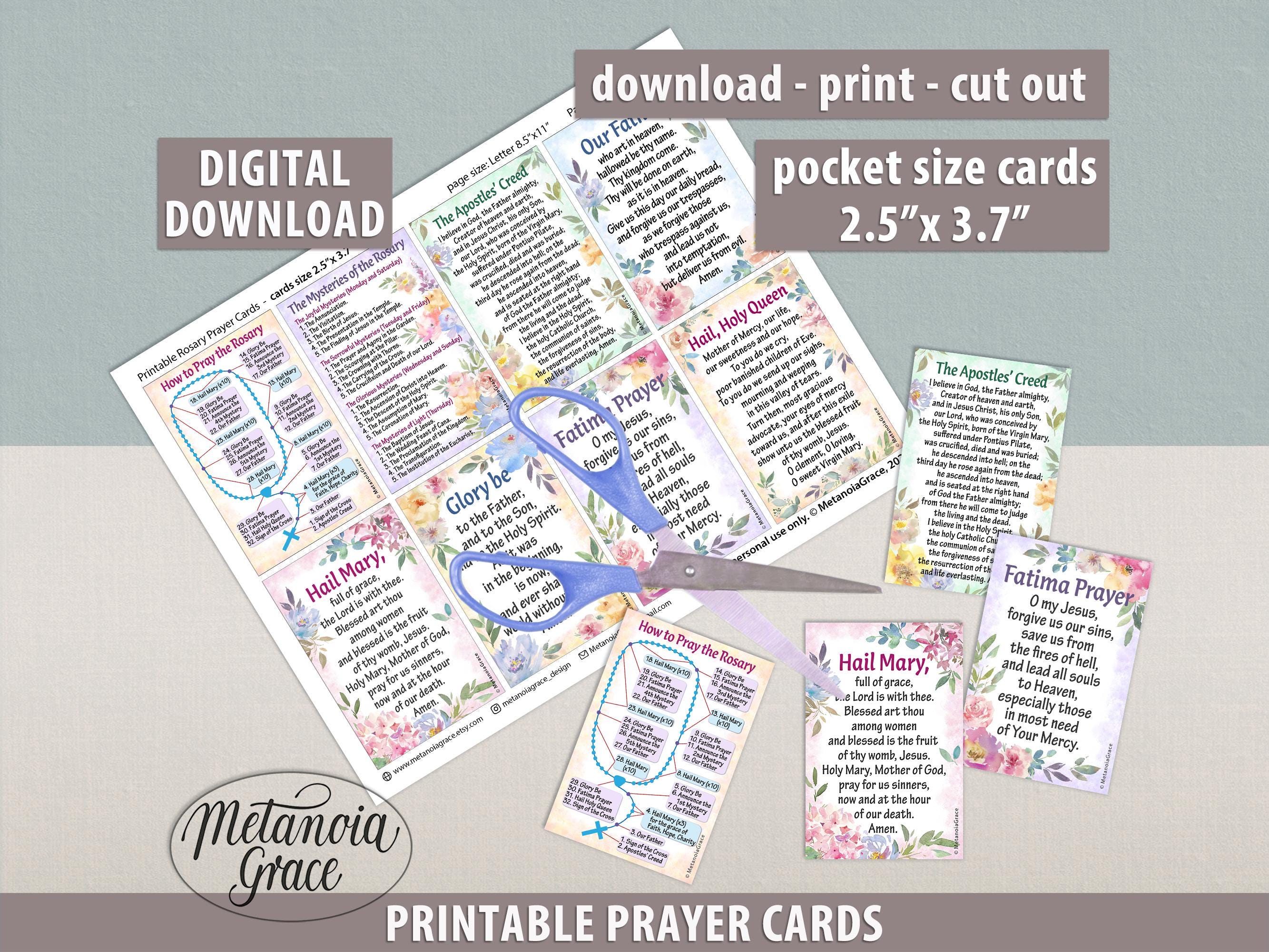 Rosary Prayer Cards, Mysteries of the Rosary, How to Pray the Rosary ...