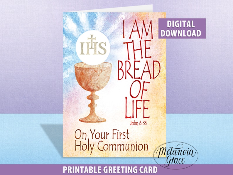 First Communion Card, Printable First Holy Communion Christian Note ...