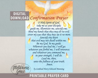 Confirmation Prayer Card Printable, O Holy Spirit of God, Confirmation Gift, Pentecost prayer, Holy Spirit Prayer, Digital Download, pdf