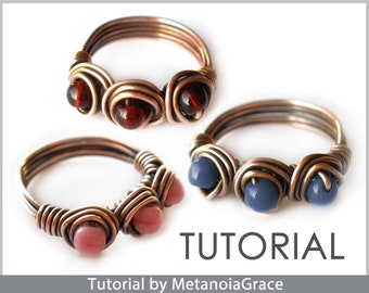 Wire Ring Tutorial, Wire Jewelry Pattern, Beading Ring Tutorial, Wire Wrapping Tutorial, Wirewrapped Ring, Wire Jewelry Tutorial, How to pdf