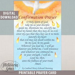 Konfirmationsgebets Karte zum Ausdrucken, O Heiliger Geist Gottes, Konfirmationsgeschenk, Pfingstgebet, Heiliger Geist, Digitaler Download, pdf