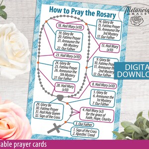 Printable Rosary Prayer Cards, Holy Rosary Diagram, Catholic Rosary, How to Pray the Rosary ...