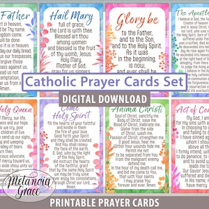 Popular Catholic Prayers, Traditional Prayer Cards, Printable Common Catholic Prayers, Apostles&#39; Creed, Hail Holy Queen, Digital Download