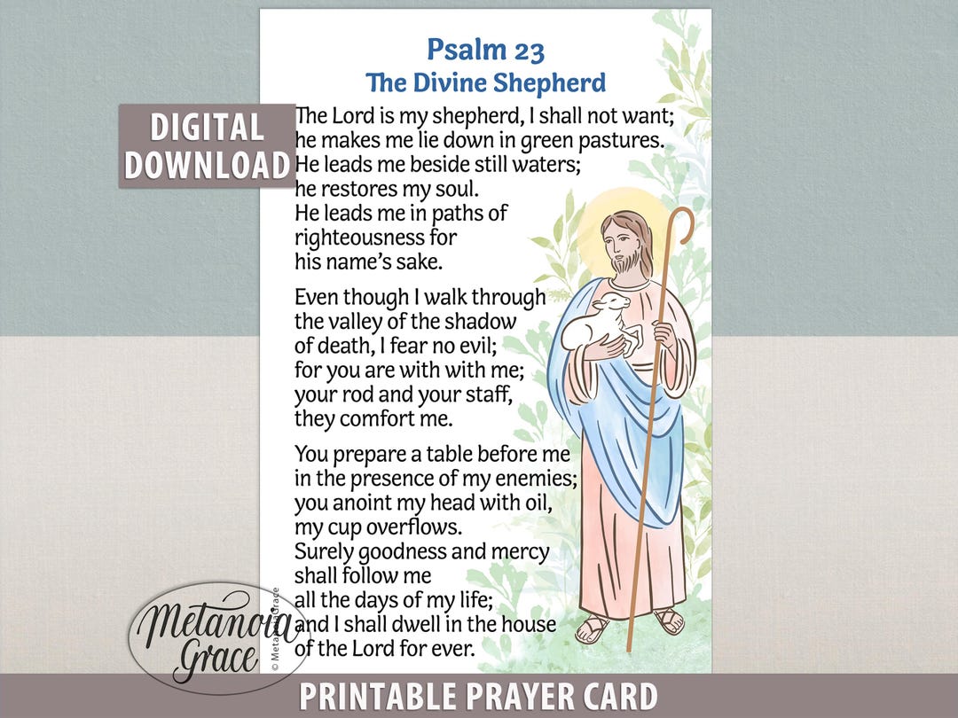 Psalm 23, Printable Prayer Card, the Lord is My Shepherd Card, Psalm 23 ...