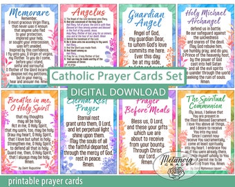 Printable Catholic Prayers Set, Memorare, Angelus, Eternal Rest Prayer, Prayer Before Meals, The Spiritual Communion, Digital Download