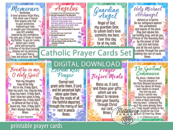 Printable Catholic Prayers Set Memorare Angelus Eternal - Etsy