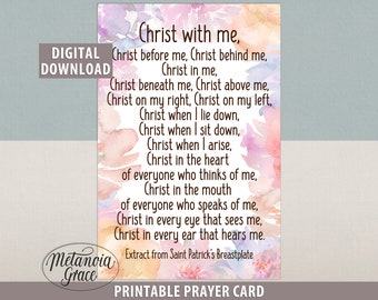 Christ with me, Christ before me, Lorica Prayer card, St. Patrick Breastplate, Breastplate prayer card, Digital Download Card, printable pdf