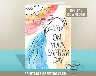 Religious Baptism Card, Printable Christening Card, Baptism Wishes, Christian Baptism Card, On Your Baptism Day, Digital Download pdf file