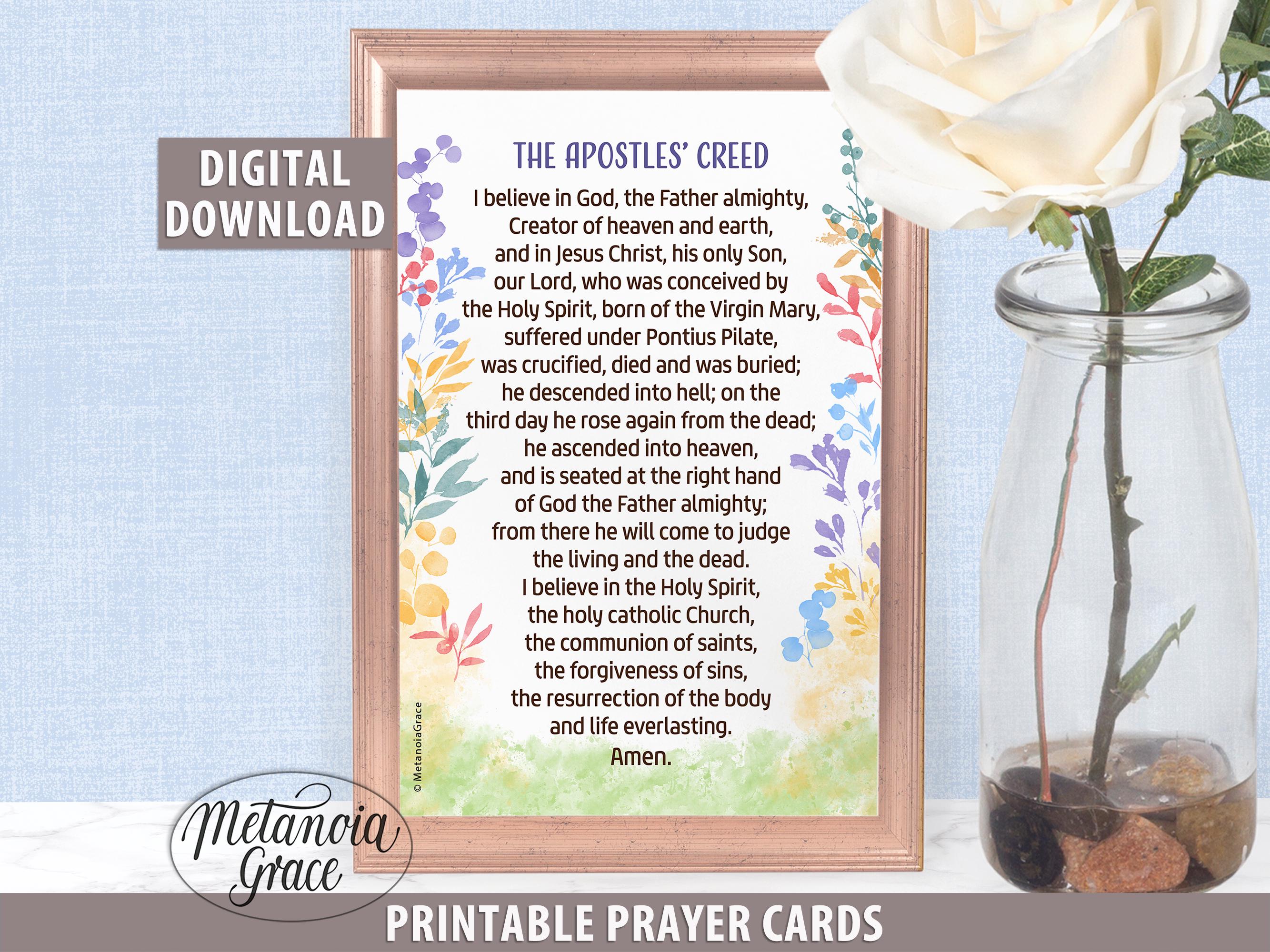 Printable Creed Prayer Card, Apostles Creed, I Believe in God, Credo ...