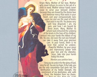Mary Untier of Knots, Printable Mary Untier of Knots, Gebetskarte, Muttergottes, Undoer of Knots, Gebetskarte, Digitaler Download, pdf