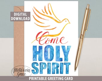Confirmation Card, Come Holy Spirit Printable Card, On Your Confirmation, Holy Ghost Card, Pentecost Card, Dove Card, digital download, pdf