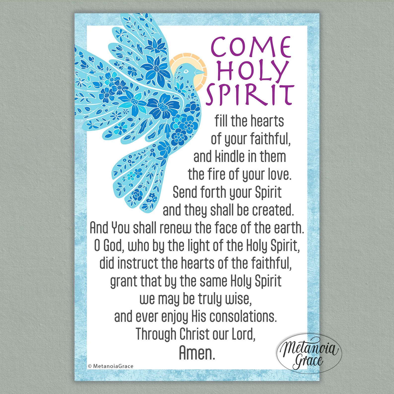 Come Holy Spirit Fill the Hearts of Your Faithful, Printable Pentecost ...