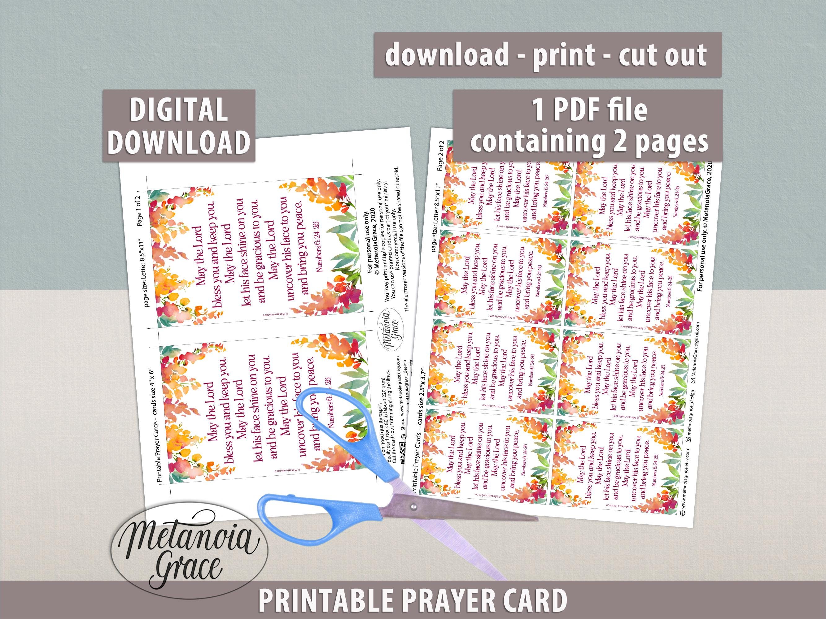 May the Lord Bless You and Keep You, Printable Blessing Prayer Card ...