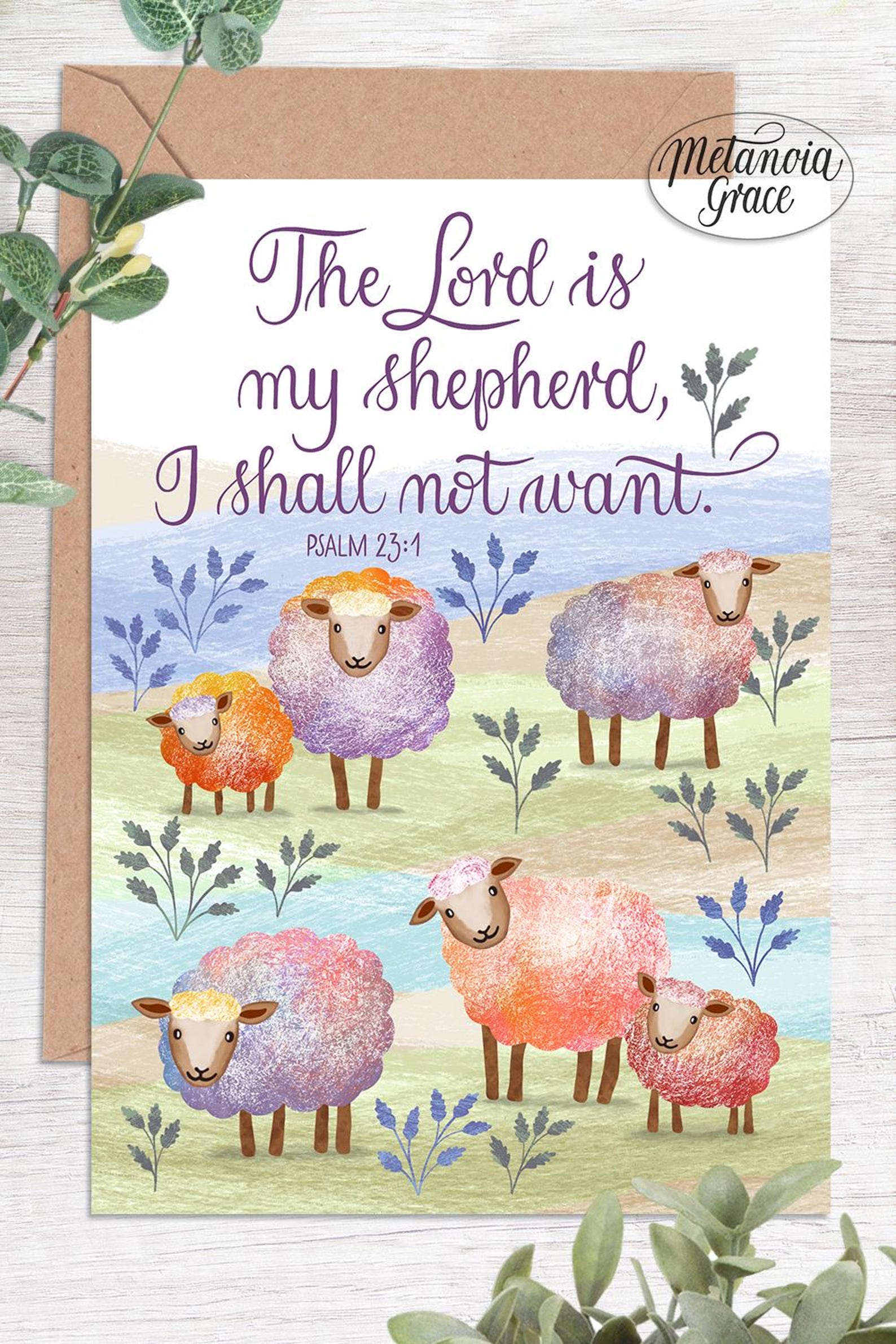 Psalm 23 Printable Note Card, the Lord is My Shepherd I Shall Not Want ...
