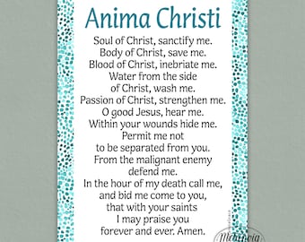 Anima Christi Prayer Card, Printable Soul Of Christ Prayer, Traditional Catholic Prayer, Digital Download, pdf file