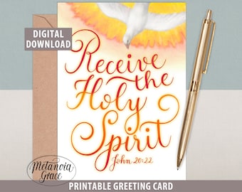 Confirmation Card, On Your Confirmation, Printable Card Receive the Holy Spirit, Come Holy Spirit, Confirmation gift, digital download, pdf