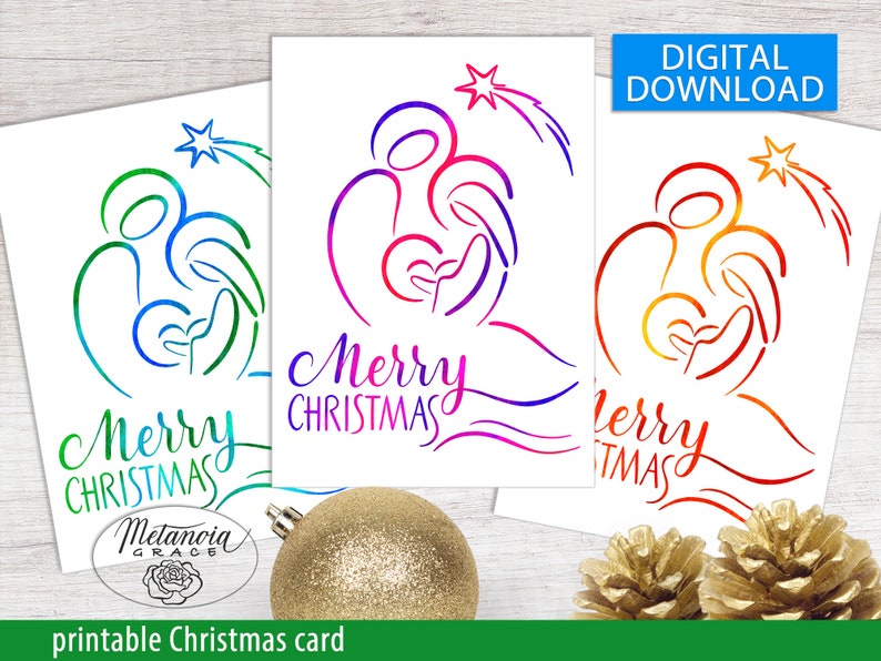 Printable Christian Christmas Cards Set of 3 Religious - Etsy