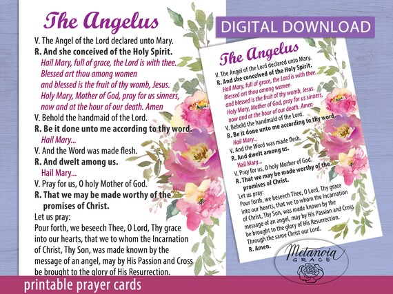 The Angelus Prayer Card The Angelus Holy Card The Angel Of Etsy