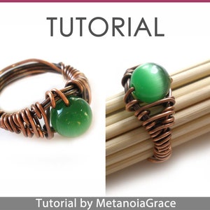 Pu&ograve; includere: Un tutorial su come realizzare un anello avvolto in filo con una pietra verde. L'anello &egrave; realizzato con filo di rame e una pietra verde.