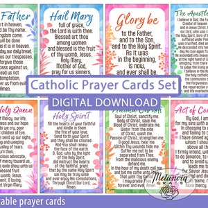 Beliebte katholische Gebete, traditionelle Gebetskarten, druckbare gemeinsame katholische Gebete, Apostolisches Glaubensbekenntnis, Hail Holy Queen, digitaler Download