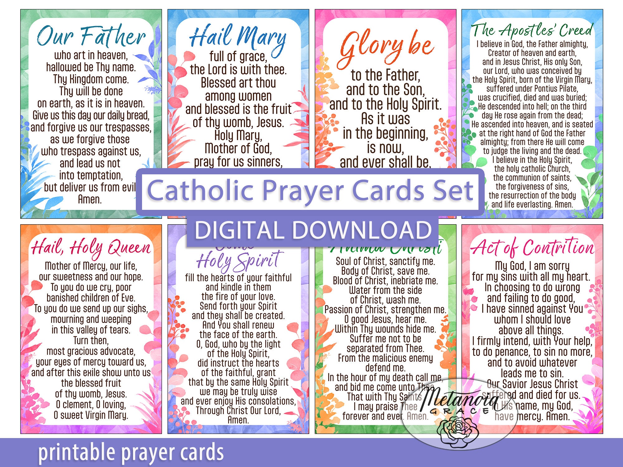 Popular Catholic Prayers Traditional Prayer Cards Printable Common Popular Catholic Prayers Traditional Prayer Cards Printable Common