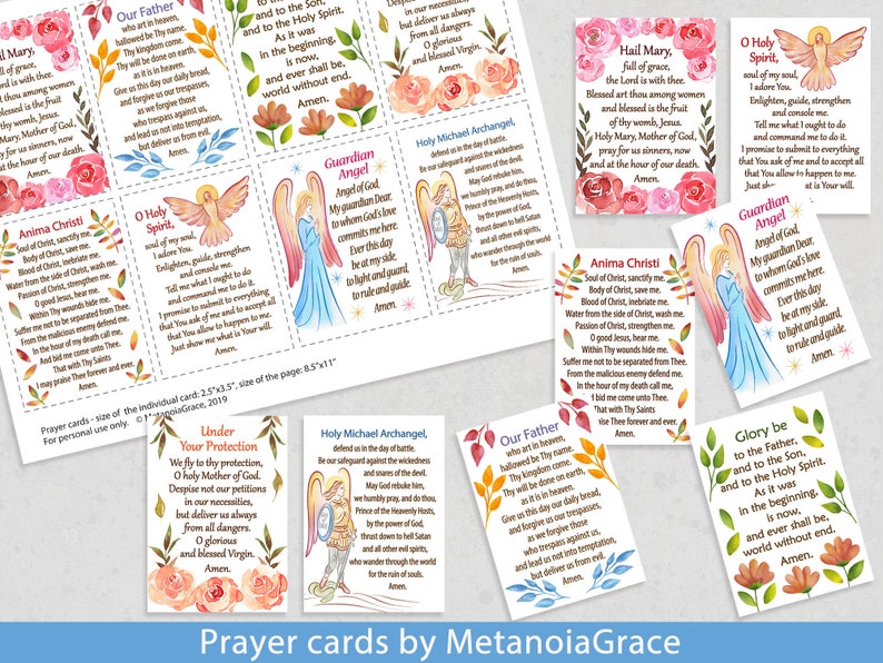 Printable Prayer Cards Hail Mary Our Father Glory Be - Etsy