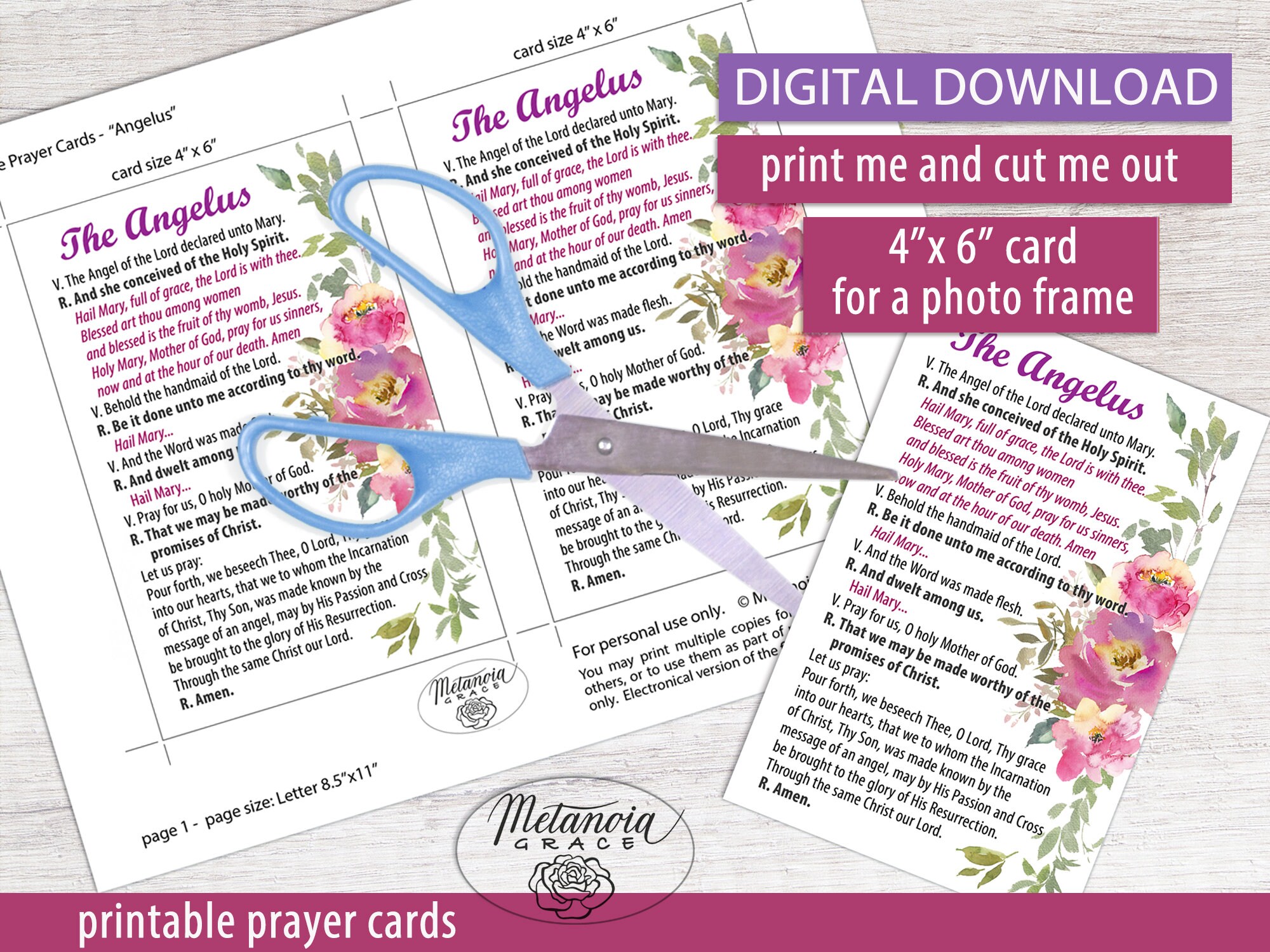 The Angelus Prayer Card the Angelus Holy Card the Angel of - Etsy