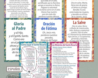 Spanish Rosary Guide, Printable Cards, How to pray the Rosary, Tarjetas de Oración del Rosario, Mysteries of the Rosary, Digital Download