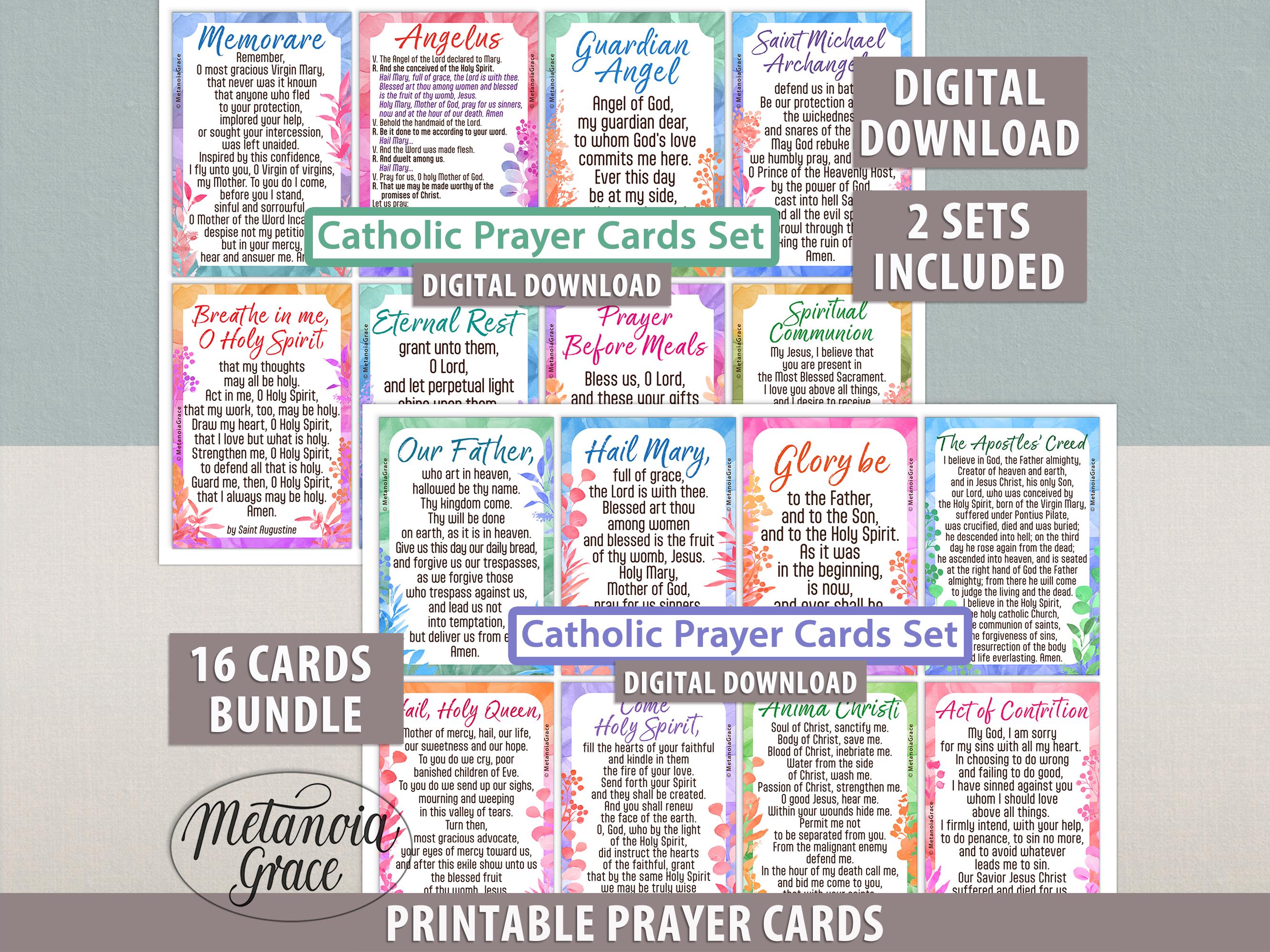 Popular Catholic Prayers Bundle, 16 Printable Prayer Cards, Daily ...