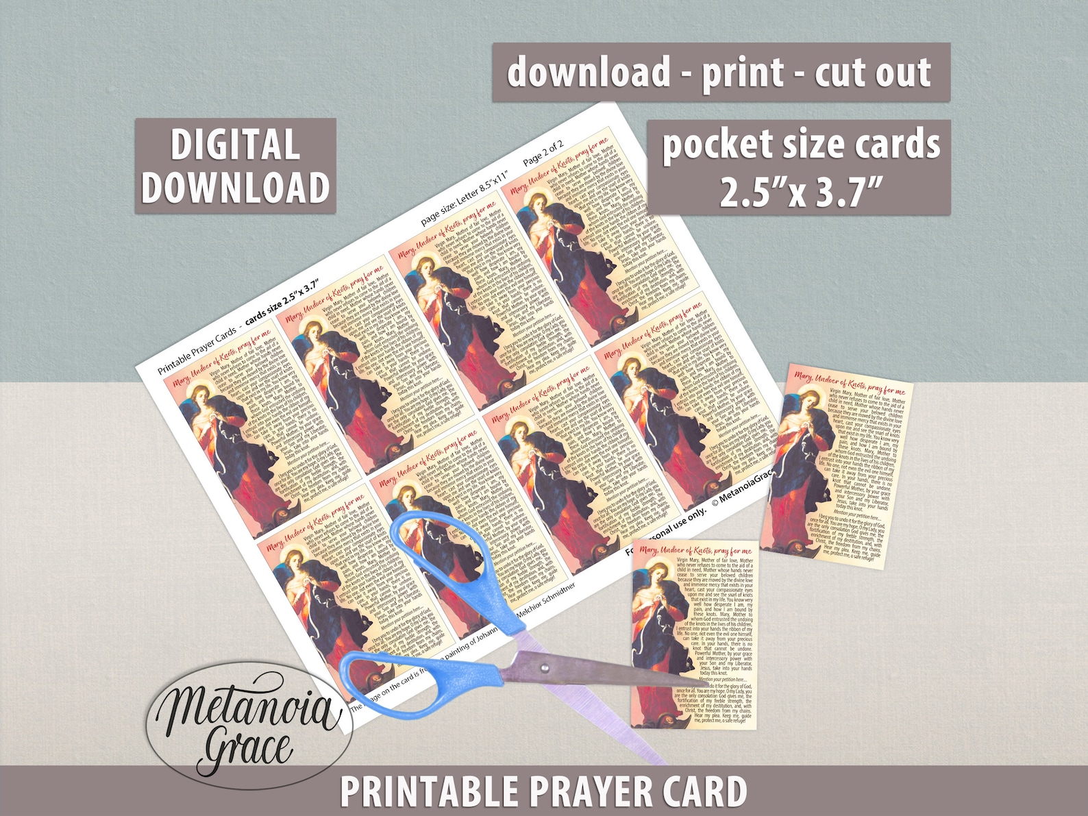 Mary Undoer of Knots, Printable Mary Untier of Knots Prayer Card, Our ...