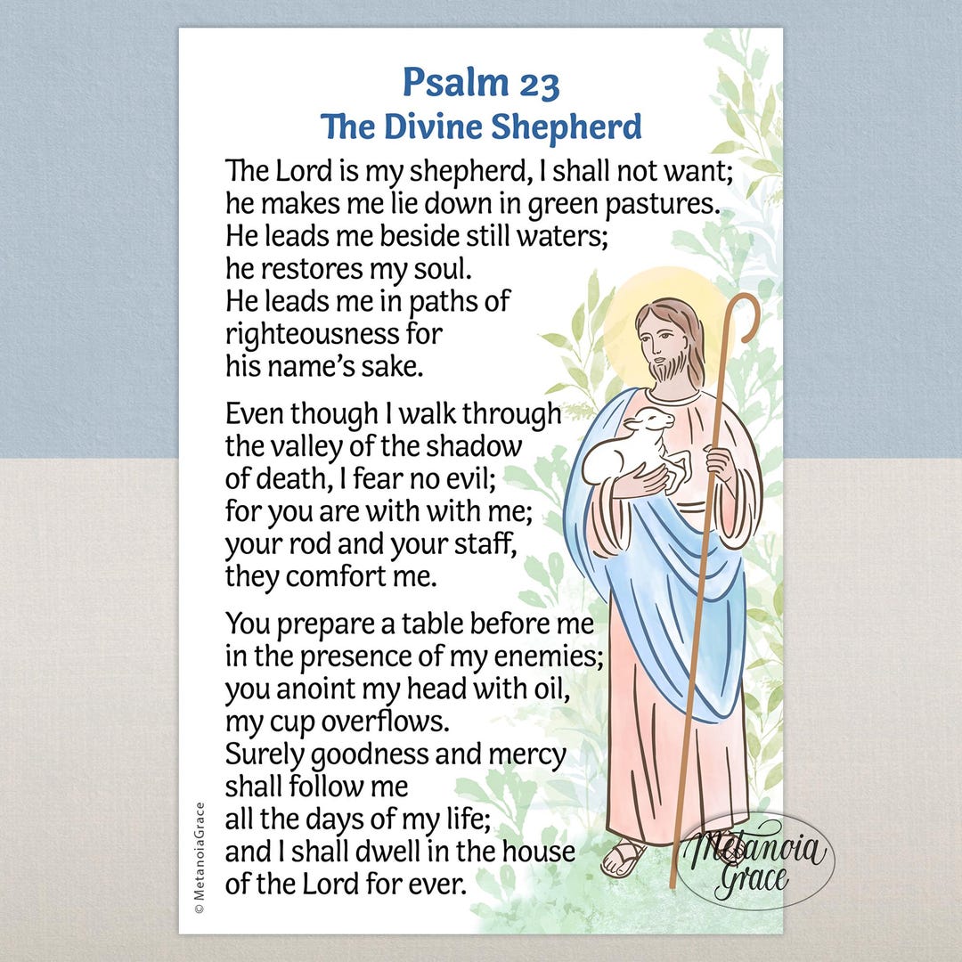Psalm 23, Printable Prayer Card, the Lord is My Shepherd Card, Psalm 23 ...