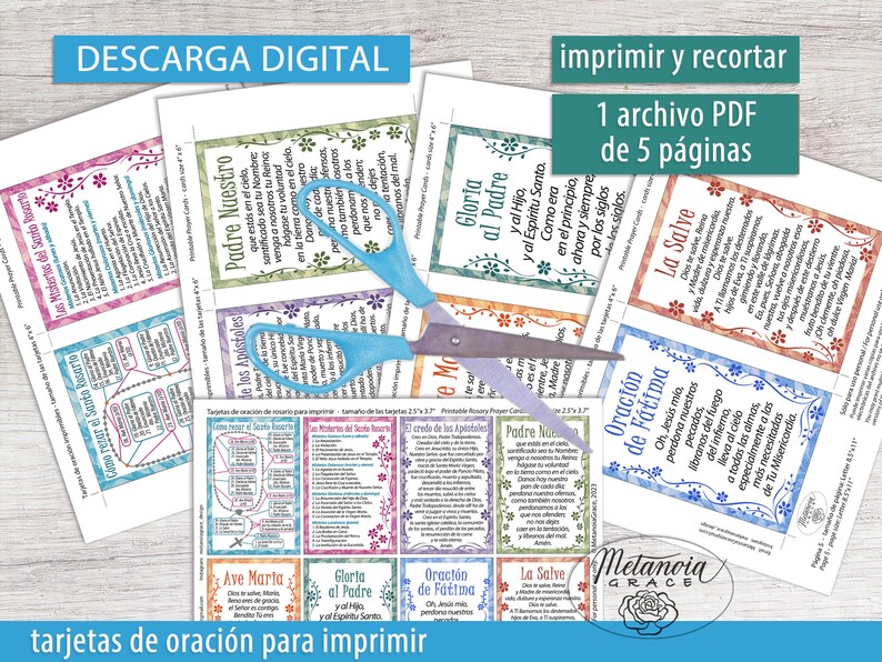 Spanish Rosary Printable Prayer Cards How to Pray the Rosary - Etsy
