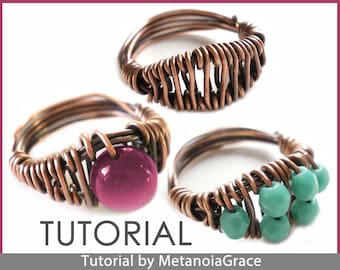 Beaded Ring Tutorial, Wirework Ring Tutorial, Bague Ring Tutorial, Wire Ring Pattern, Wire Ring Instructions, Wirewrapping Tutorial