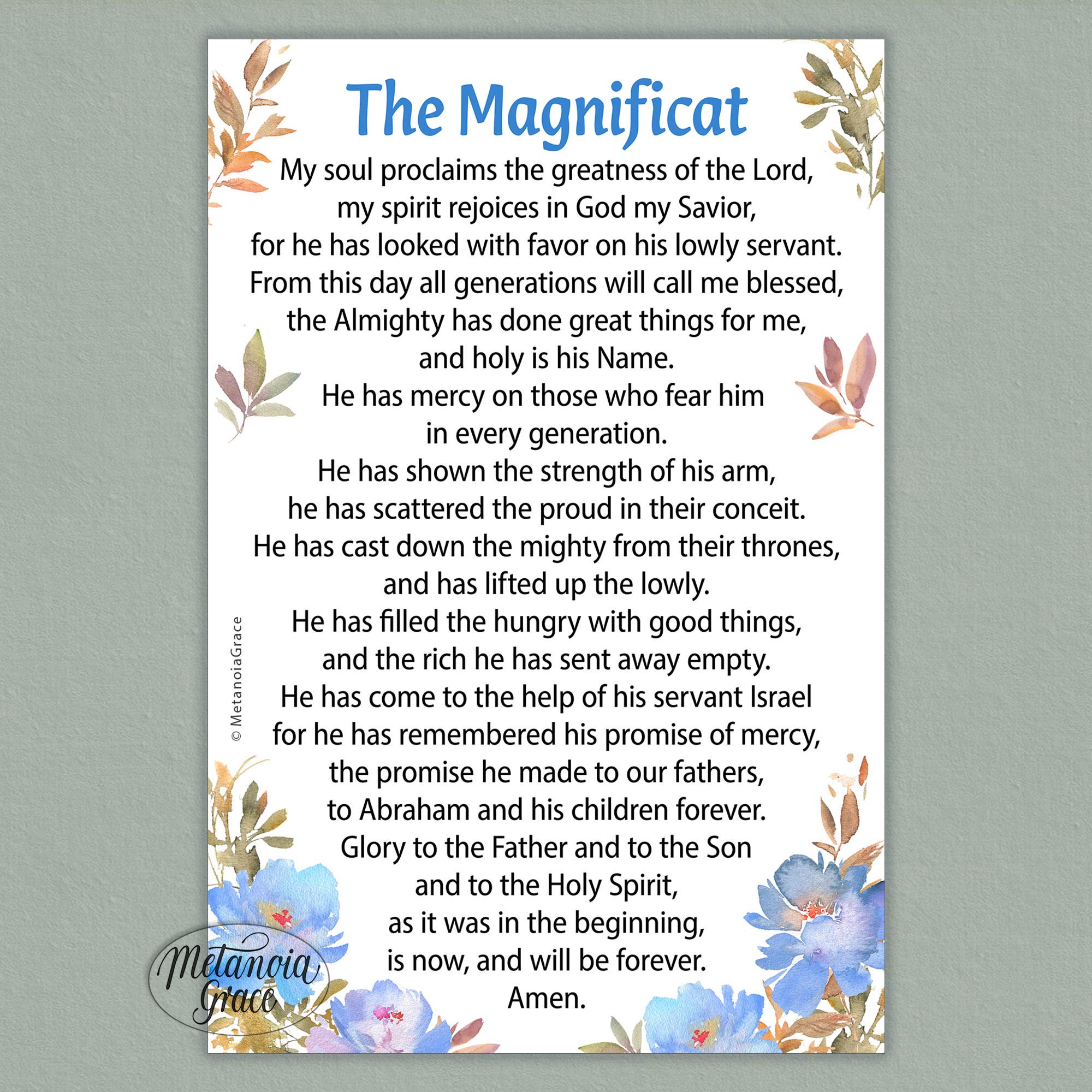Magnifica Maria The Magnificat Printable Prayer Card, Song of Mary, Canticle of Mary ...