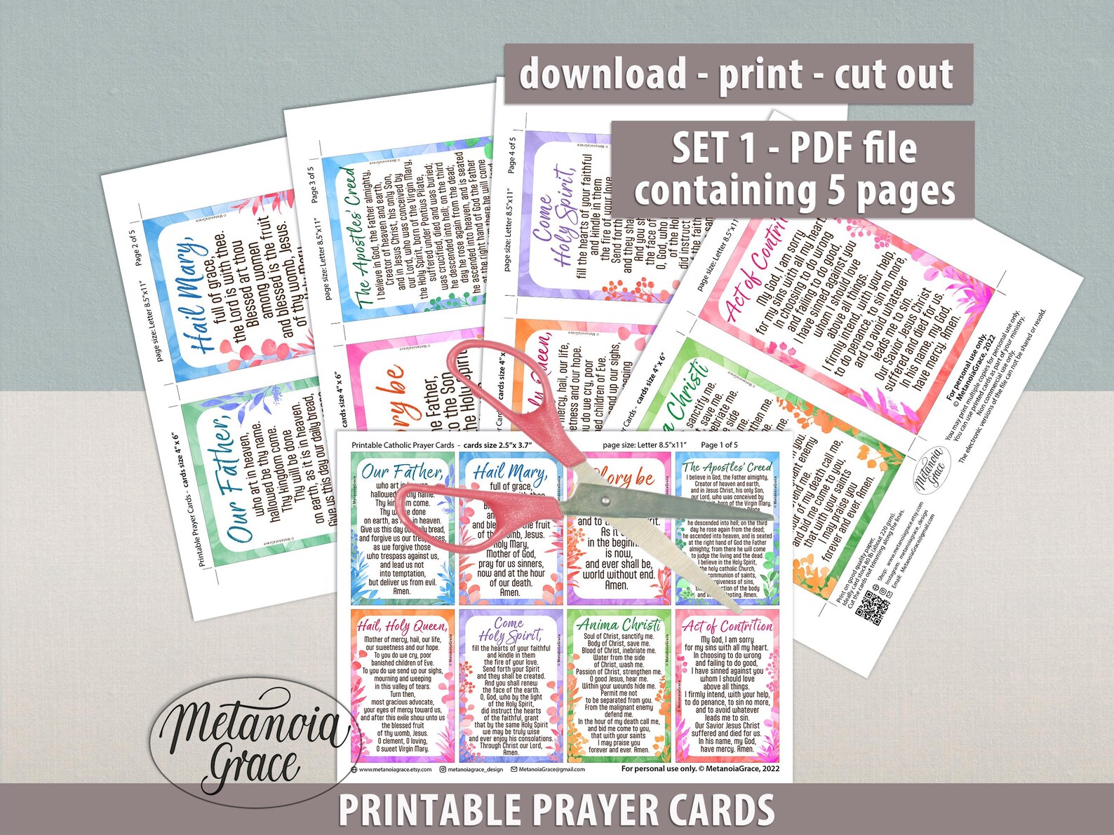 Popular Catholic Prayers Bundle, 16 Printable Prayer Cards, Daily ...