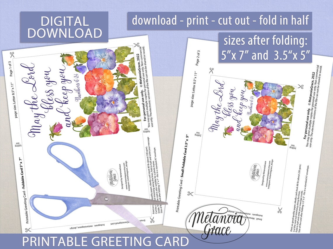 May the Lord Bless You and Keep You, Printable Blessing Note Card ...