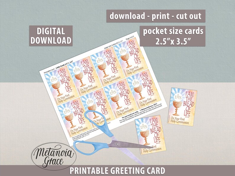 Printable First Holy Communion Card, on Your First Communion Religious ...