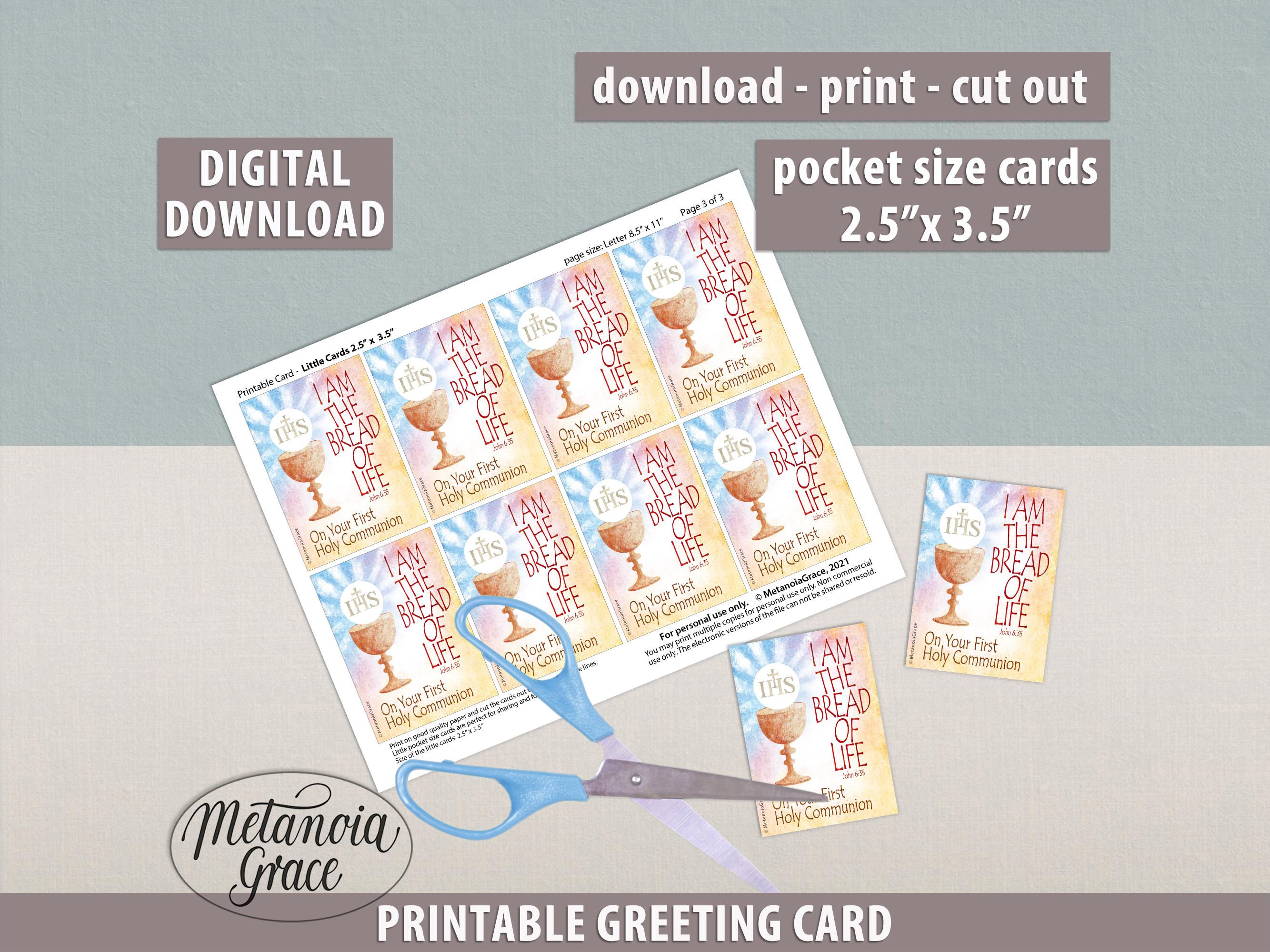 Printable First Holy Communion Card, on Your First Communion Religious ...