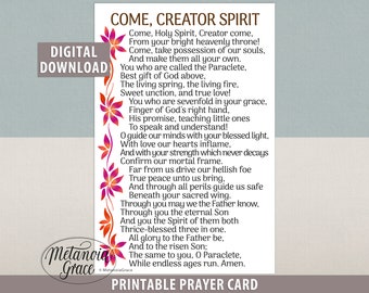 Come Creator Spirit, Printable Pentecost Holy Spirit Hymn, Holy Ghost Printable Prayer Card, Hymn for Pentecost, Digital Download pdf file