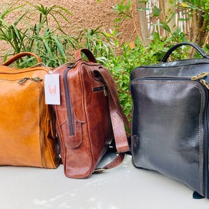 Handmade Moroccan Leather Backpack | Azil Leather Laptop Bag | Travel Backpack for Men & Women | Vintage Full-Grain Leather Rucksack.