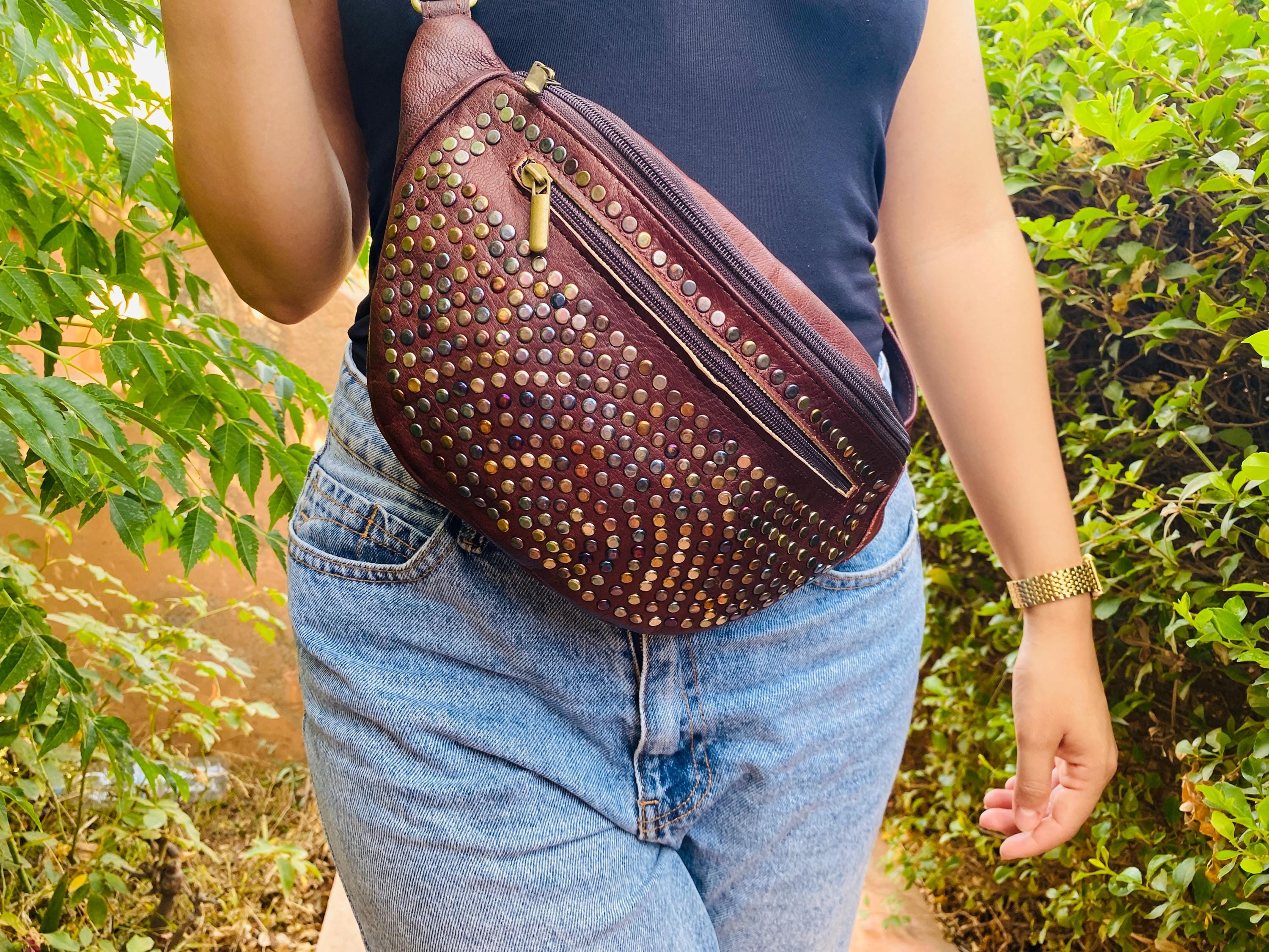 ? Women Brown Fringe Multi Zipper Pockets Trendy Style Casual Wear Waist bag Women Leather Tote Bag | Western Tassel Fringe Shoulder Bag main image 3