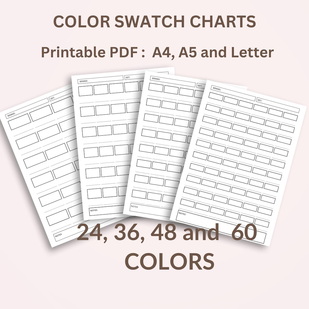 Printable Color Chart, Alcohol Marker Swatch Chart, Color Swatch Charts ...