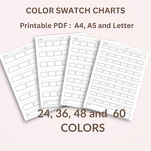 Printable Color Chart, Alcohol Marker Swatch Chart,  Color Swatch Charts, Copic Marker Swatch PDF, Digital Color Swatch Template, For Ohuhu