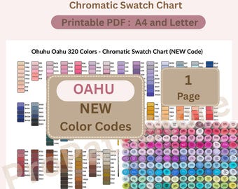 Ohuhu Oahu 320 Swatch Chart für neue Farbcodes - A4 und Letter