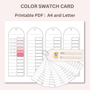 Blank Marker Swatch Card Printable, Color Chart DIY Keyring, Color Swatch Template, Color Swatch Card, Marker Color Swatch, Pen Swatch Sheet