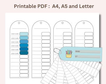Printable Marker Swatch Cards, Drawing Paper Color Chart Organizer